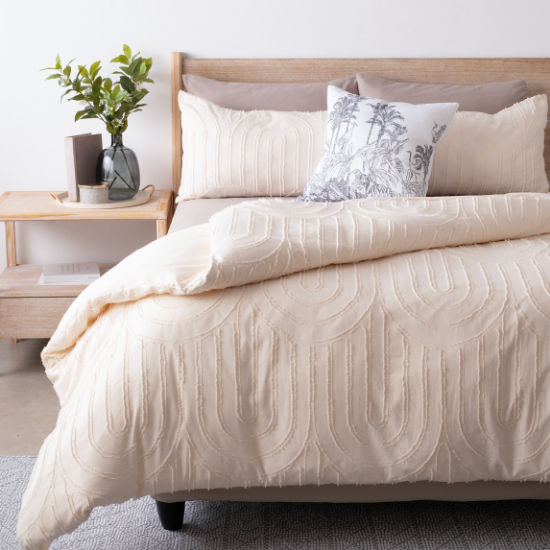 Picture of Tufted Duvet Cover 3pc Set - Ivory - DBL 200x200cm