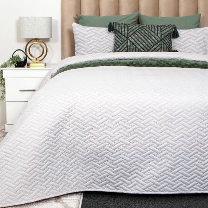 Picture of Concertina Quilt Bed Set 3pc - White/Beige - Queen