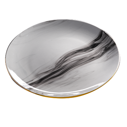 Picture of (6) Gold Rimmed Marble Dinner Plates - 27cm